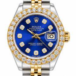 Rolex Datejust 26MM Two-Tone Blue Dial Diamond Watch